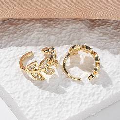 Brass Micro Pave Clear Cubic Zirconia Cuff Earrings&nbsp;EJEW-I249-11G