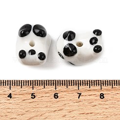 手作りの陶器ビーズ  猫の形  印刷  ブラック  21x16x14mm  穴：3mm&nbsp;PORC-Z009-02I