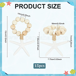 15Pcs Wood Bead Napkin Rings&nbsp;AJEW-PH01665