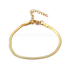 304ステンレススチールヘリンボーンチェーンブレスレット男性用女性用  ゴールドカラー  ワイド：2.5mm  6-1/2インチ（16.5cm）&nbsp;BJEW-D450-01G-03