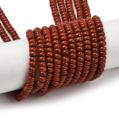 天然石レッドジャスパービーズ連売り  グレードA  ロンデル  4x2~2.5mm  穴：1mm  約164個/連  15.04''（38.2センチメートル）&nbsp;G-K343-C48-01