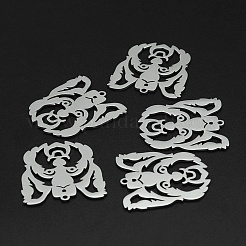 変色しない201ステンレススチールペンダント  レーザー切断  中空  犬  ステンレス鋼色  32x29x1mm  穴：1.6mm&nbsp;STAS-R111-JA672