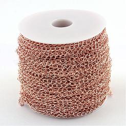 アイアン製ツイストチェーン  溶接されていない  スプールで  オーバル  ローズゴールド  6.5x4.5x0.8mm  約164.04フィート（50m）/ロール&nbsp;CH-0.8DK-RG