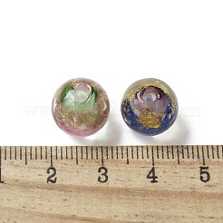 手作りの金箔ガラスビーズ  ラウンド  金の砂  ミックスカラー  12~12.5mm  穴：1.2~2mm&nbsp;LAMP-P068-06