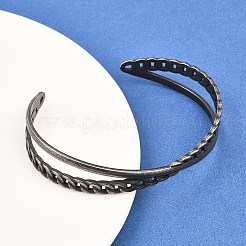 316サージカルステンレススチール製クロスカフバングル  アンティークシルバー  1/2インチ（1.35cm）  内径：2-5/8x2インチ（6.6x5cm）&nbsp;BJEW-C125-09AS