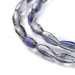 電気メッキガラスビーズ連売り  半分虹メッキ  米の形状  ライトスカイブルー  8.5x4mm  穴：1mm  約72個/連  24.57''（62.4センチメートル）&nbsp;EGLA-H100-HR01