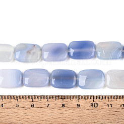 天然石瑪瑙ビーズ連売り  染め  長方形  ライトブルー  17~19x13~14x5~6.5mm  穴：1mm  約22個/連  15.55~15.75インチ（39.5~40cm）&nbsp;G-N356-03A-08