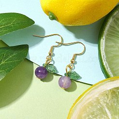 アクリルダングルピアス  304ステンレススチールピアスフック付き  葉っぱ  青紫色  32.5x12.5mm&nbsp;EJEW-JE05749-04