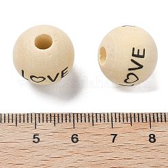 シーマウッドヨーロピアンビーズ  言葉の愛とラウンド  モカシン  16x14.5mm  穴：4.5mm&nbsp;WOOD-G023-02D