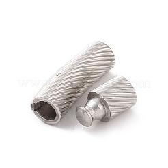 変色防止コラム 304 ステンレススチール製バヨネットネックレス留め具  ステンレス鋼色  30x8x7.5mm  穴：6mm&nbsp;STAS-O035-6mm-03
