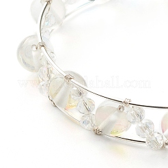 Synthetic Moonstone Beads Reiki Healing Cuff Bangle&nbsp;X1-BJEW-TA00023-05