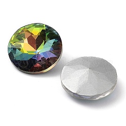 ガラスラインストーンカボション  尖ったバック＆バックメッキ  多面カット  ダイヤモンド  カラフル  18x7.5~8mm&nbsp;GLAA-D016-03D