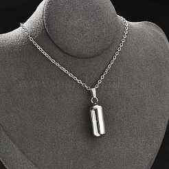 304ステンレススチール製カプセル型香水瓶ネックレス  女性用アズキチェーンネックレス  ステンレス鋼色  21.85インチ（55.5cm）&nbsp;STAS-Z106-01P