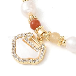 Natural Golden Silk Jade & Natural Quartz & Pearl Beaded Necklaces&nbsp;NJEW-L119-06G