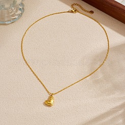 バレンタインデー 304ステンレススチール ハートペンダント ドットダッシュチェーンネックレス レディース  ゴールドカラー  17.32インチ（44cm）&nbsp;WG5BB9A-01