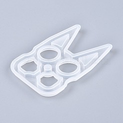 自己防衛シリコンモールド  レジン型  護身用指武器用ウサギのキーホルダー型  ホワイト  95x63x6mm  内径：90x58mm&nbsp;X-DIY-I036-18