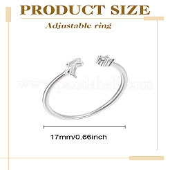 女性用レター真鍮ラインストーンオープンカフリング1個  文字F  内径：17~18mm&nbsp;AJEW-LP0004-47F-S