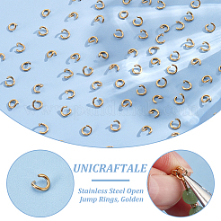 304ステンレススチールオープン丸カン120個  ゴールドカラー  18ゲージ  5x1mm  内径：3mm&nbsp;STAS-UN0060-83B