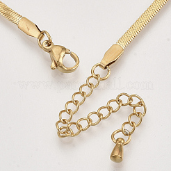真鍮ヘリンボーン チェーン ネックレス  カニカン付き  ニッケルフリー  18KGP本金メッキ  16.3インチ（41.6~41.9cm）  2.5x0.5mm&nbsp;X-KK-T048-38G-NF