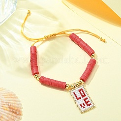 MIYUKI Glass Seed Rectangle Charm Bracelet&nbsp;BJEW-MZ00037-03