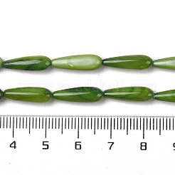 天然淡水シェルビーズ連売り  染め  ティアドロップ  ダークオリーブグリーン  15.5x5mm  穴：0.4mm  約25個/連  15.08''（38.3センチメートル）&nbsp;SHEL-A004-03B
