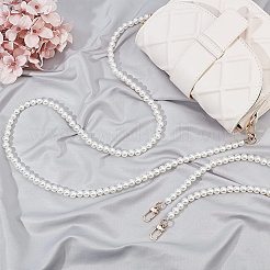 Absイミテーションパールバッグストラップ  合金回転式ナスカン付き  バッグ交換用アクセサリー  ホワイト  100~101.2x1cm&nbsp;FIND-WH0082-70A