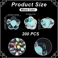 200個透明アクリルビーズ  二層ビーズ  花  ミックスカラー  13.5x13.5x8.5mm  穴：3mm&nbsp;OACR-PA0001-93