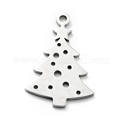 変色しない201ステンレススチールペンダント  クリスマステーマ  ツリー  ステンレス鋼色  20x14x1mm  穴：1.5mm&nbsp;LS-STAS-E157-05P