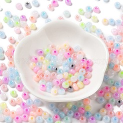 模造翡翠 3/0個 ガラスシードビーズ  光沢  染め  ラウンド  カラフル  5.5x3.5mm  穴：1.5mm&nbsp;SEED-Z001-A-A02