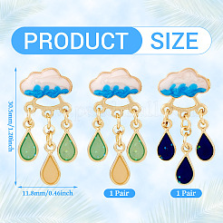 2 Pairs 2 Colors Teardrop Alloy Enamel Dangle Stud Earrings for Women&nbsp;EJEW-TA0001-49A
