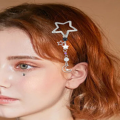 2Pcs Star Alloy & Acrylic & Iron Snap Hair Clips&nbsp;PHAR-LP0001-03