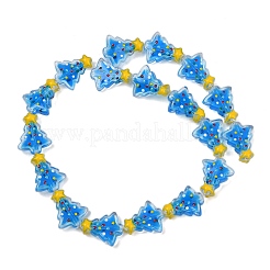 ガラスエナメルビーズ  クリスマスツリー  ドジャーブルー  18x15x7mm  穴：1.2mm&nbsp;X2-LAMP-S070-05E