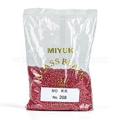 MIYUKIラウンドロカイユビーズ  日本製シードビーズ  8/0  （rr208)カーネーションピンク裏地クリスタル  3mm  穴：1.1mm  約19000~20500個/ポンド&nbsp;SEED-G008-RR0208