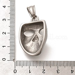 304ステンレスペンダント  マスクチャーム  アンティークシルバー  30.5x20.5x11.5mm  穴：8.5x5mm&nbsp;STAS-Z110-25AS-02