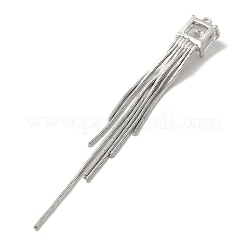 ブラススネークチェーンタッセルビッグペンダント  ガラスのラインストーンチャーム  プラチナ  84~85x9x5mm  穴：1.5mm&nbsp;KK-B079-01P