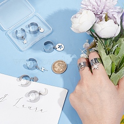 8Pcs 8 Styles 304 Stainless Steel Open Cuff Rings Set&nbsp;RJEW-UN00005