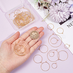 54Pcs 7 Styles Brass Hoop Earring Findings&nbsp;KK-BC0013-33G