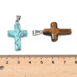 Natural & Synthetic Mixed Stone Cross Pendants&nbsp;G-M454-03