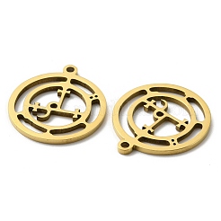 201 ステンレススチール製リリスの印章ペンダント  レーザー切断  ゴールドカラー  フラットラウンド  17x15x1mm  穴：1.2mm  5個/袋&nbsp;FIND-Z017-01B