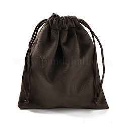 ベルベットのジュエリー用巾着収納ポーチ  長方形  ココナッツブラウン  13.7x11.6x0.4cm&nbsp;ABAG-P013-02C-02