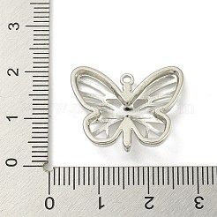合金ラインストーンペンダント  バタフライチャーム  プラチナ  19x23.5x5mm  穴：1.5mm&nbsp;ENAM-I060-16P