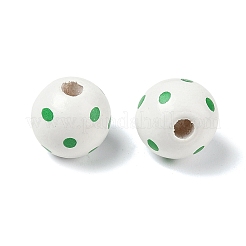木材ヨーロッパのビーズ  水玉模様の丸い  大穴ビーズ  ホワイト  16x15mm  穴：4mm&nbsp;WD-CBA5363-02D