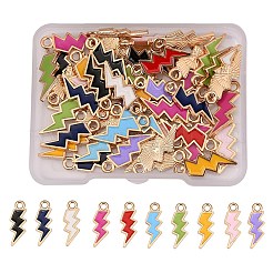 合金エナメルチャーム  ライトニング  ライトゴールド  ミックスカラー  20.5x7.5x1.5mm  穴：2mm  10色  5個/カラー  50個/箱&nbsp;ENAM-CJ0001-51