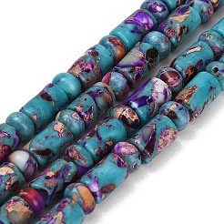 染色合成インペリアルジャスパービーズ連売り  列と紋章  暗い蘭  6~9x4~6mm  穴：0.7mm  約60個/連  15.55''（39.5センチメートル）&nbsp;GG-CBAA20A-02B