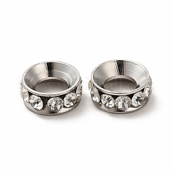 201 ステンレススチールクリスタルラインストーンスペーサービーズ  ドーナツ  ステンレス鋼色  11x4.5mm  穴：5.5mm&nbsp;STAS-G305-01P