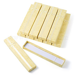 厚紙のネックレスのアクセサリー箱  ちょう結びリボン付き  長方形  ビスク  20x4.1x2.2cm&nbsp;CON-TAC0014-07E