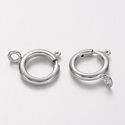 真鍮のスプリングリングの留め金  ジュエリーアクセサリー  プラチナ  12mm  穴：2.5mm&nbsp;KK-H419-N