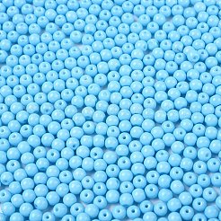 不透明な焼き絵の具、ガラスビーズ  ラウンド  ディープスカイブルー  4~4.5x3.5~4mm  穴：0.9~1mm  約4500個/ポンド&nbsp;DGLA-T004-03A