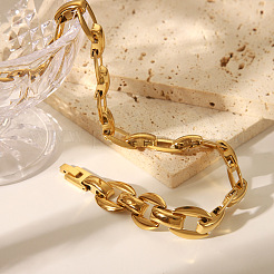 Classic 304 Stainless Steel Oval Link Chain Necklaces for Unisex&nbsp;KZ4634-2