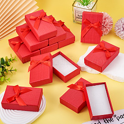 厚紙のジュエリーボックス  ジュエリーギフト包装用  ちょう結びの長方形  レッド  8.3x5.3x2.4cm&nbsp;CON-TAC0001-14B